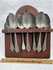 Antique 18th 19th C Spoon Rack W pewter Spoons Hand Made Primitive Old Replica 
