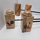 2 Sets Vtg Bbq Salt And Pepper Shakers Long Wood Handles Rooster Japan