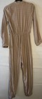 Hyfve Women Sm Lightweight Brown Tan Long Sleeve Pants Jumpsuit V Neck 1-pc