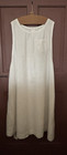 Antique Vintage Primitive Pinafore Apron 1900 s White W brown Calico