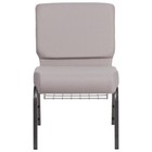 50x Gray Dot 21   Wide Stack Church Chairs Silver Frame Book Rack 4    Seat 800 Lb