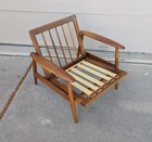 Vintage Mid Century Danish Modern Walnut Lounge Spindle Back Paddle Arms Chair
