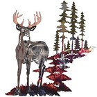 Forest Tree Deer Wall Art Metal Rustic Hunting Decor For Living Bright Color
