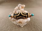 Tibetan Old Agate Dzi Beads Amulet Pendant Bracelet Ancient 3 Eyes Gzi Bead C90