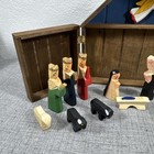 Vintage 1988 Lillian Vernon Creche Nativity Wood Box Case 15 Pieces Christmas