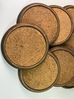 Great Set Of 8 Antique Vintage Wooden Cork Coasters Mid Century Modern Original 