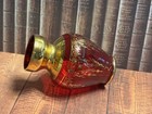 Ruby Glass Vase  Murano Gold Rim 24k Scroll Design  4 5x3 