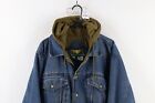 Vintage 90s Streetwear Mens Medium Distressed Hooded Denim Jean Trucker Jacket