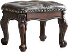 Vintage Style Foot Sofa Stool Leather Ottoman With Hand Carved Legs Gift For Her