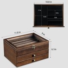 Knife Display Case 22  Wood Walnut Edc Pocket Knives Watch Organizer Storage Box