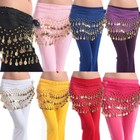 Womens Belly Dance Hip Skirt Scarf Wrap Belt Hipscarf Gold silver Coins Us Fast