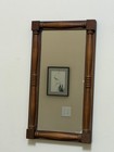 Vtg Early American Colonial Solid Wood Turned Spindle Mirror