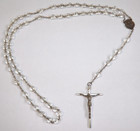 Clear Glass Sterling Silver Ornate Rosary Mary Jesus Medal