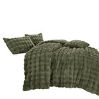 Hig 7pc Olive Green Faux Fur Plush Duvet Cover Set Queen king Size