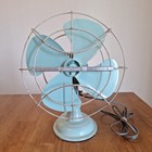 Rare Vintage Antique Westinghouse Desk Table Fan Light Blue Electric Working
