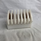 Vintage Mcm Lucite Acrylic Coaster 8 White Rattan Cork Swirl Rack Mid-century