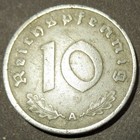 Nazi 10 Reichspfennig Swastika 1940 Zinc A Nazi Germany World War Ii  Nazi Germa