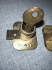  2  Vintage Yale Brass Cylinder Cabinet  Drawer Lock W  Key  ll52 - One Works