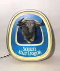 Vintage 1980 Schlitz Malt Liquor Lighted Beer Sign-bull W  Red Eyes 18 x16  8 5 
