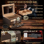 Tisfa Cigar Humidor Cedar Wood Cigar Box With 2 Digital Hygrometer  2 Humidifier