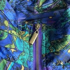 Basic Editions Women   s Vintage Zodiac Print 100  Silk Bomber Jacket Medium