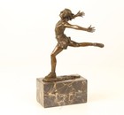 Bronze Sculpture Called The Finish On A Black Marble Base After Milo