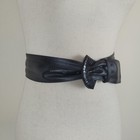 Black Leather Belt Medium Wide Waist Snakeskin Buckle Boho Statement Wrap