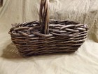 Primitive Vintage Antique Hand Woven Vine Basket W 6  Handle 10x8x4 