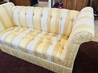 Vintage Tufted Sofa Set Of 2 Gold   White Silk Fringe Hollywood Regency Style