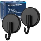 Suction Cup Hooks For Shower Doors  Tiles  Mirrors  Metals - Black 2pcs Black