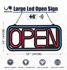 Bright Led Open Sign For Business - 32x16 Inch With Remote   Flashing Mode