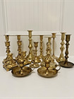 Lot 17 Vtg Brass Candlestick Holders Diff Heights Patina   Style Wedding Party