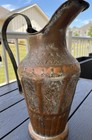 Rare Intricate Etched Large Antique Middle Eastern Hand Tooled Copper Ewer