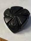 Antique Bakelite Button Carved Black 1 3 4    Three Sides 1 2    Thick