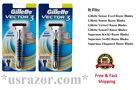 2 Gillette Vector 3 Razor Handle Fits Sensor Excel Men Women Blades Cartridges