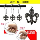 Set Of 12 Fleur De Lis Shower Curtain Hooks French Lily Royal Heraldry French