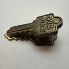 Vintage Solid Brass  our Place  Key Shaped Paper Clip Desk Letter Mail Holder