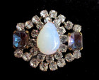 Czech Handmade Vintage Style Glass Rhinestone Button  Crystal White   Blue