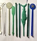 Vintage  lot Of 27  Swizzle Sticks Plastic   Glass Tavern Barware Cocktail Stirs