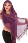 Purple And Gorgeous Gold Egyptian Assuit Silk Tribal Ats Gypsy Belt Scarf Shawl 