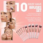 Kabuki Makeup Brush Set 10 Pc   Vegan Synthetic Bristles For Liquid  Cream