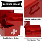 Red 2-tier Metal First Aid Kit Box W  Tray For Home Emergency