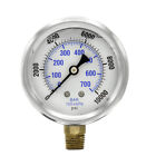 Liquid Filled Lower Mount Pressure Gauge With 2 5  Dial 0-10000psi  1 4 male Npt