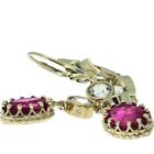 14k Yellow Gold Victorian Pink Tourmaline  Diamond Drop Earrings  4 42g  1 0cttw