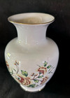 Vintage Hollohaza Hungary 7  Porcelain Vase Floral Gold Trim