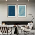 Set Of 2 Vintage Japanese Woodblock Prints By Taguchi Tomoki  Blue  