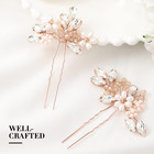 Bride Wedding Hair Pins Bridal Flower Hair Pieces Crystal Hair Accessories Pearl