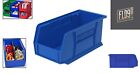 Plastic Storage Bins  Stackable  Blue  15x8x7 Inches  12-pack