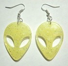 Hypoallergenic Alien Face Earrings Glitter Extraterrestrial Ufo Area 51 K2