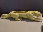 Vintage Chartreuse Ceramic Panther  jaquar  Planter 22  Mcm Mid Century Modern 